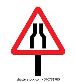 United Kingdom Road Narrows on Both Sides Ahead Sign