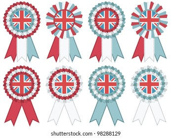 united kingdom rosette decorations, isolated on white, no gradients or transparencies