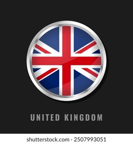 United Kingdom round framed national flag. Circular glossy flag of United Kingdom.