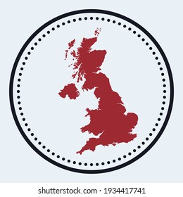 United Kingdom round stamp. Round logo with country map and title. Stylish minimal United Kingdom badge with map. Vector illustration.