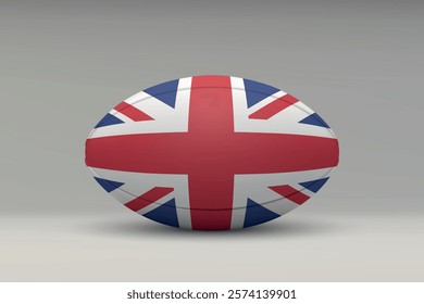 United Kingdom rugby ball featuring the national flag design on a gray background