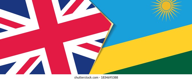 United Kingdom and Rwanda flags, two vector flags symbol of relationship or confrontation.