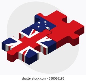 United Kingdom and Samoa Flags in puzzle isolated on white background