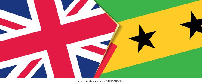 United Kingdom and Sao Tome and Principe flags, two vector flags symbol of relationship or confrontation.