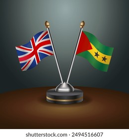 United Kingdom and Sao Tome and Principe table flags mark the relationship on a gradient background