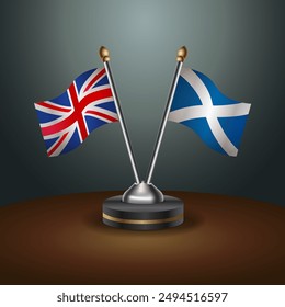 United Kingdom and Scotland table flags mark the relationship on a gradient background