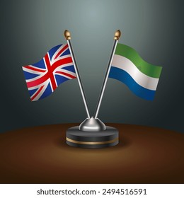 Tabellenflaggen aus Großbritannien und Sierra Leone kennzeichnen die Beziehung auf einem Farbverlaufshintergrund