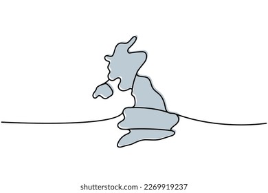 United Kingdom silhouette colored one line continuous drawing. United Kingdom country silhouette continuous colorful one line illustration.