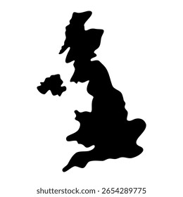 Reino Unido Silhueta Mapa Arte. Imagem vetorial