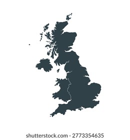 United kingdom silhouette on a white background