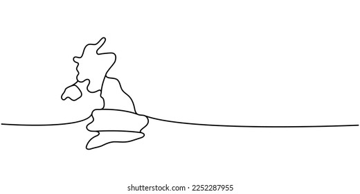 United Kingdom silhouette one line continuous drawing. United Kingdom country silhouette continuous one line illustration.