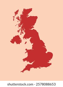 United Kingdom simple flat red map