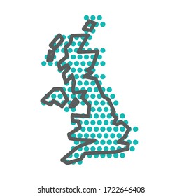 United Kingdom simple outline map with green halftone dot pattern
