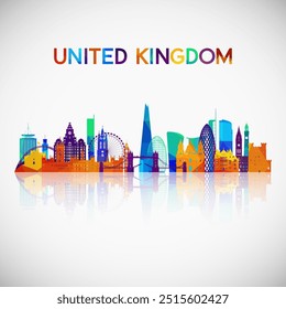 United Kingdom skyline silhouette in colorful geometric style. Symbol for your design. Vector illustration.