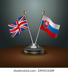 United Kingdom and Slovakia table flags mark the relationship on a gradient background