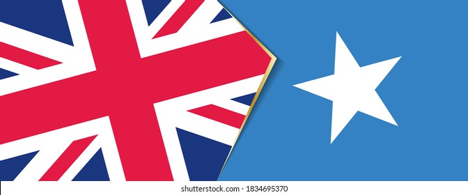 United Kingdom and Somalia flags, two vector flags symbol of relationship or confrontation.