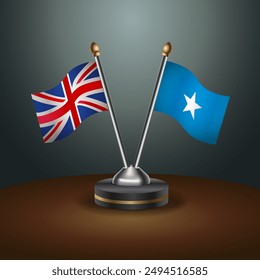 United Kingdom and Somalia table flags mark the relationship on a gradient background