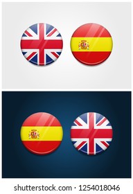 United Kingdom and Spain Round Flags