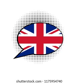 United Kingdom and speech bubble