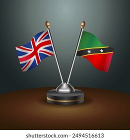 United Kingdom and ST. Kitts Nevis table flags mark the relationship on a gradient background
