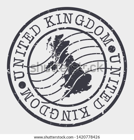 United Kingdom Stamp Postal. Map Silhouette Seal. Passport Round Design. Vector Icon. Design Retro Travel.