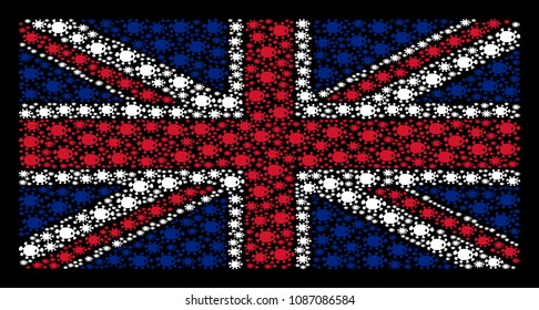 United Kingdom State Flag concept created of bacteria icons on a dark background. Vector bacteria elements are combined into conceptual English flag collage.