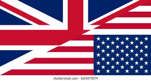 united kingdom and united states of america flags. vector background