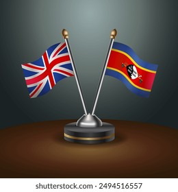 United Kingdom and Swaziland table flags mark the relationship on a gradient background