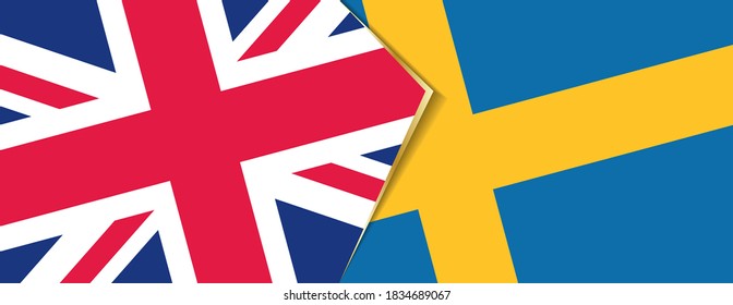 United Kingdom and Sweden flags, two vector flags symbol of relationship or confrontation.