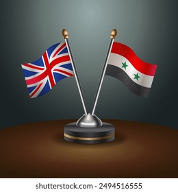 United Kingdom and Syria table flags mark the relationship on a gradient background