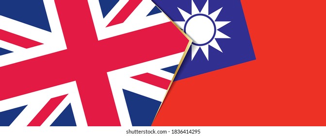 United Kingdom and Taiwan flags, two vector flags symbol of relationship or confrontation.