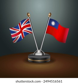 United Kingdom and Taiwan table flags mark the relationship on a gradient background