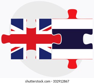 United Kingdom and Thailand Flags in puzzle isolated on white background