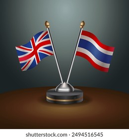 United Kingdom and Thailand table flags mark the relationship on a gradient background