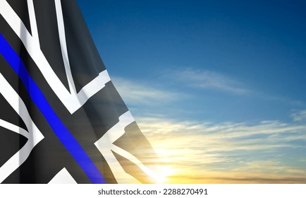 United Kingdom Thin Blue Line flag on background of sky. EPS10 vector