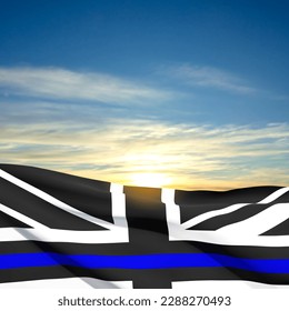United Kingdom Thin Blue Line flag on background of sky. EPS10 vector