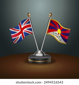 United Kingdom and Tibet table flags mark the relationship on a gradient background