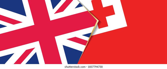Banderas del Reino Unido y Tonga, dos banderas vectoriales símbolo de relación o enfrentamiento.