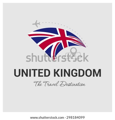 United Kingdom The Travel Destination logo - Vector travel company logo design - Country Flag Travel and Tourism concept t shirt graphics - vector illustration