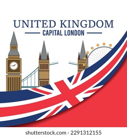 United kingdom travel postcard with big ben landmark Vector