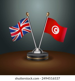 United Kingdom and Tunisia table flags mark the relationship on a gradient background