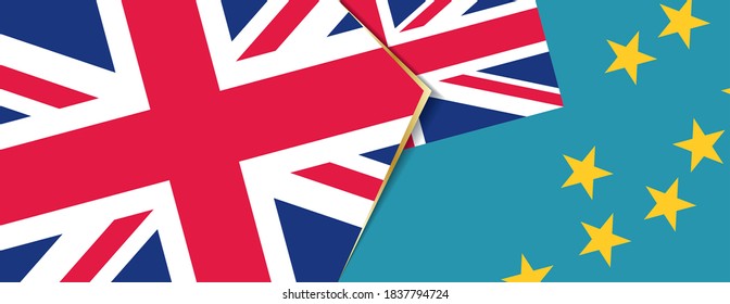 United Kingdom and Tuvalu flags, two vector flags symbol of relationship or confrontation.