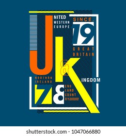 united kingdom typography tee shirt design graphic, vector illustration artistic good looking art