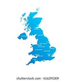 United kingdom UK Cities Map