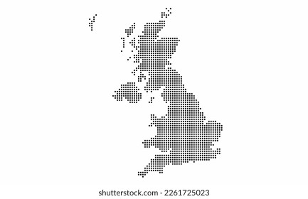 United Kingdom or UK dotted map with grunge texture in dot style. Abstract vector illustration of a country map with halftone effect for infographic. 