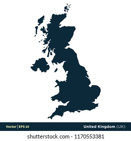 United Kingdom (UK) - Europe Countries Map Vector Icon Template Illustration Design. Vector EPS 10.