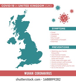 United Kingdom (UK) Europe Country Map. Covid-29, Corona Virus Map Infographic Vector Template EPS 10.