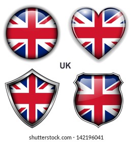 United Kingdom; UK flag icons, vector buttons.  svg