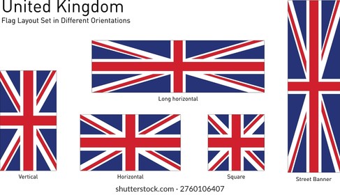United Kingdom UK Flag Layout Set in Different Orientations