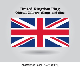 United Kingdom (UK) flag official colours, shape and size in vector.